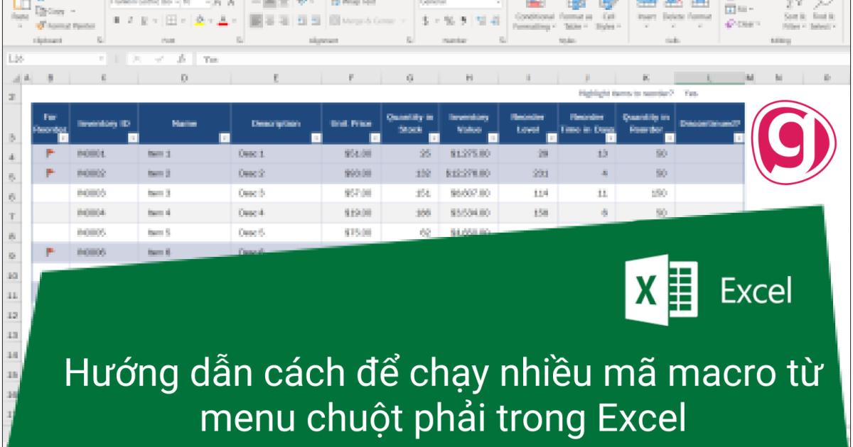 Hướng dẫn cách để chạy nhiều mã macro từ menu chuột phải trong Excel